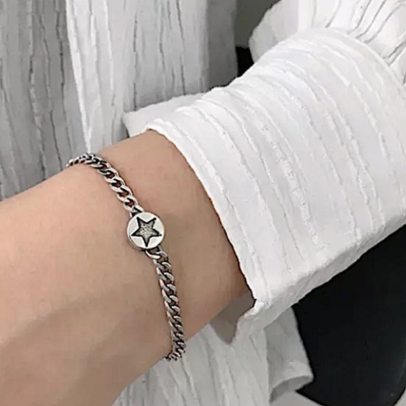 Sterling Silver Happy Face Bracelet Chain Link Smiley Face - Picture 4 of 6